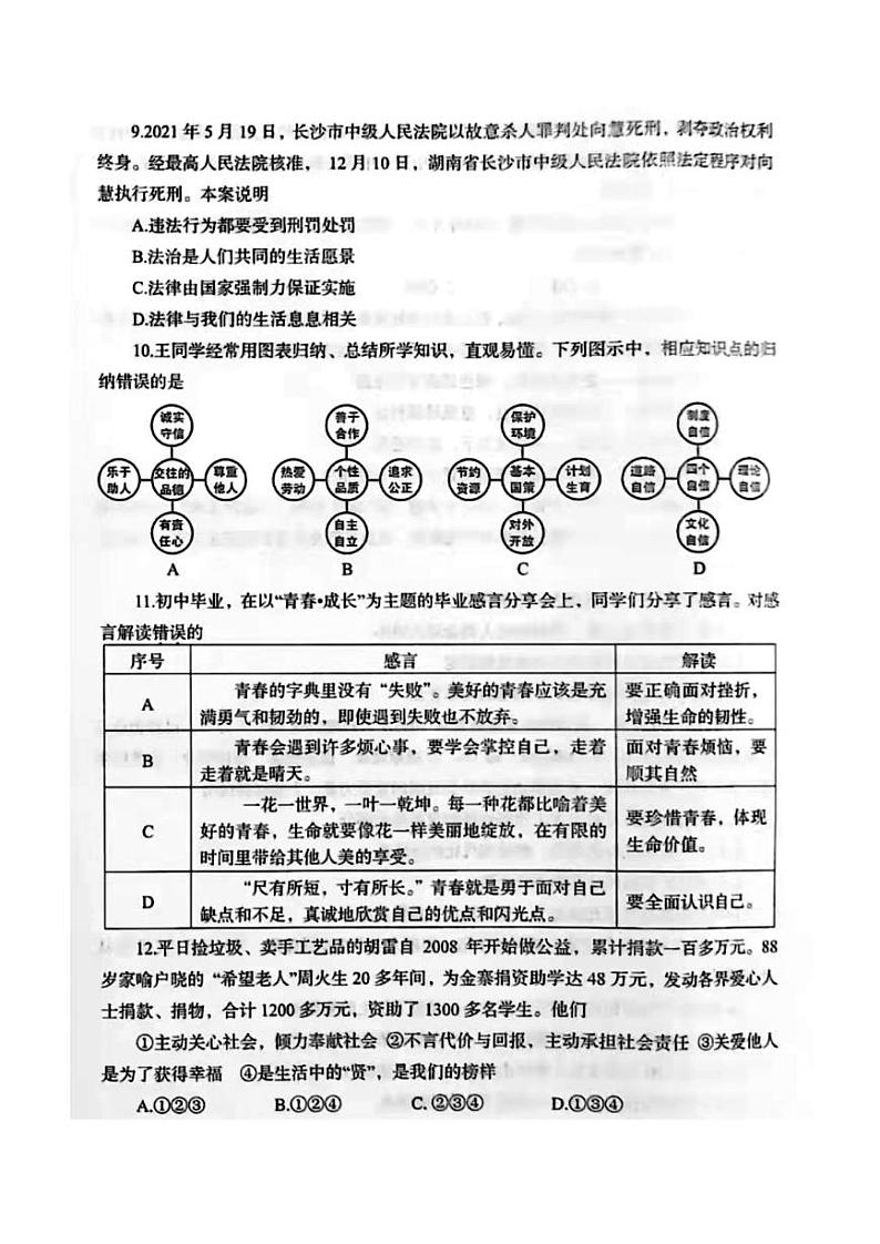 2022年河南省洛阳市中考二模考试道德与法治试卷03