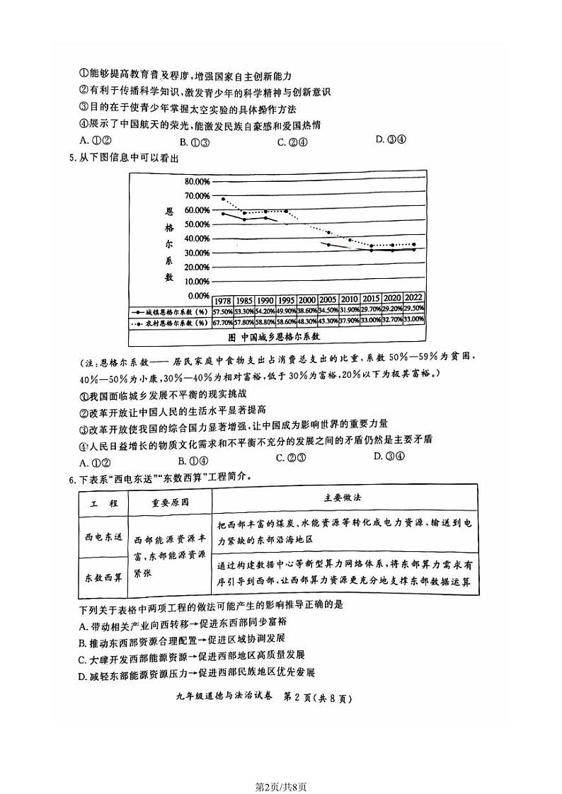 北京市通州区2023-2024学年九年级上学期期中考试道德与法治试卷02