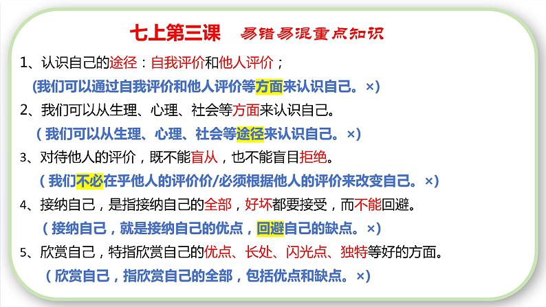 2023-2024学年七年级道德与法治上册（部编版）期中考点大串讲 第三课 发现自己【期中考点串讲】课件PPT07