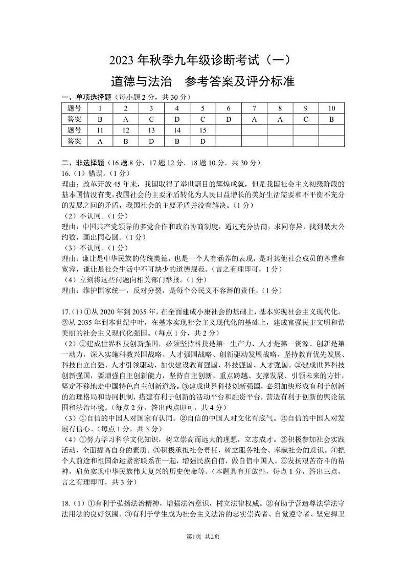 四川省广安市岳池县2023年九年级道德与法治一诊（中考一模）试题（PDF版，含答案）01