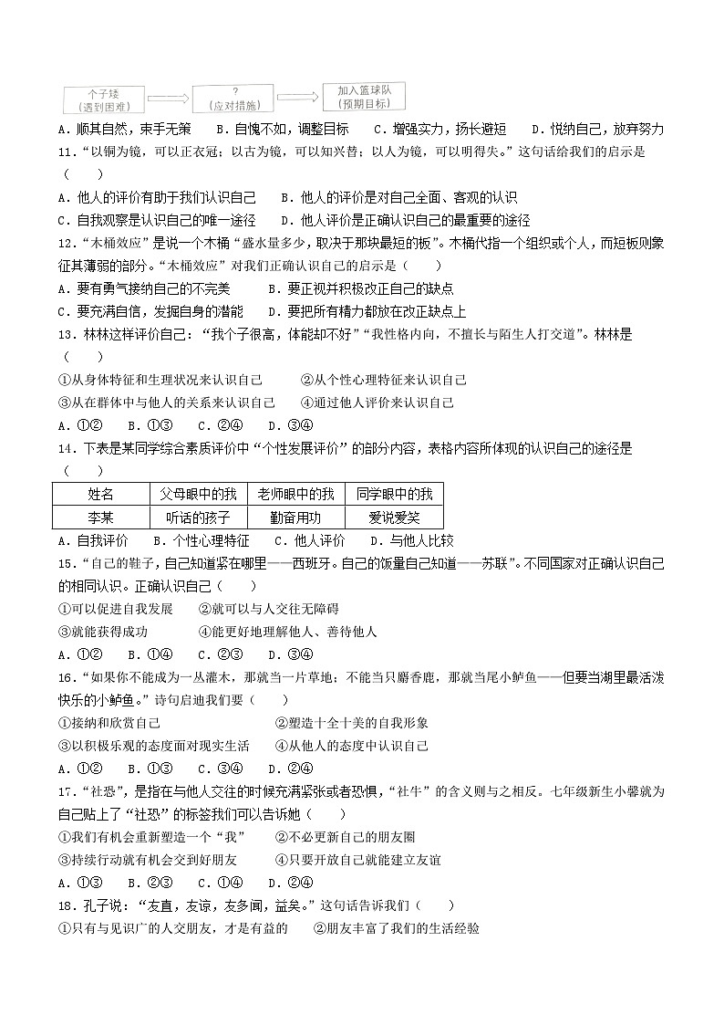 河北省张家口市桥西区2023-2024学年七年级上学期期中道德与法治试题第3页