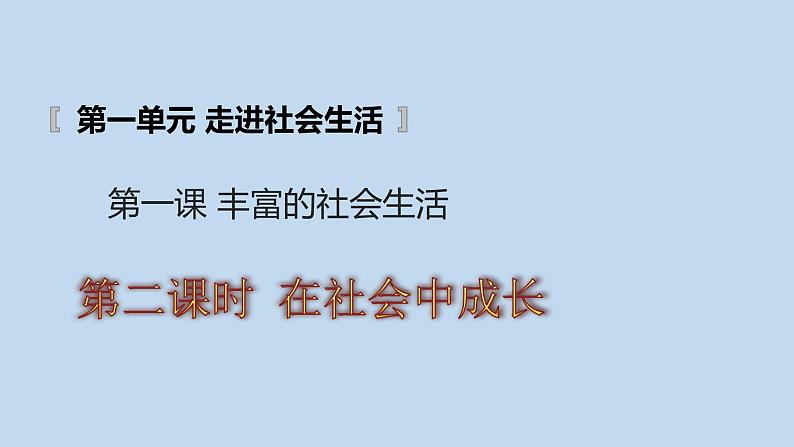 人教部编版八年级上册道德与法治第一课第二框在社会中成长课件01