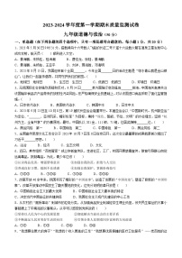 甘肃省天水市秦安县2023-2024学年九年级上学期期末道德与法治试题