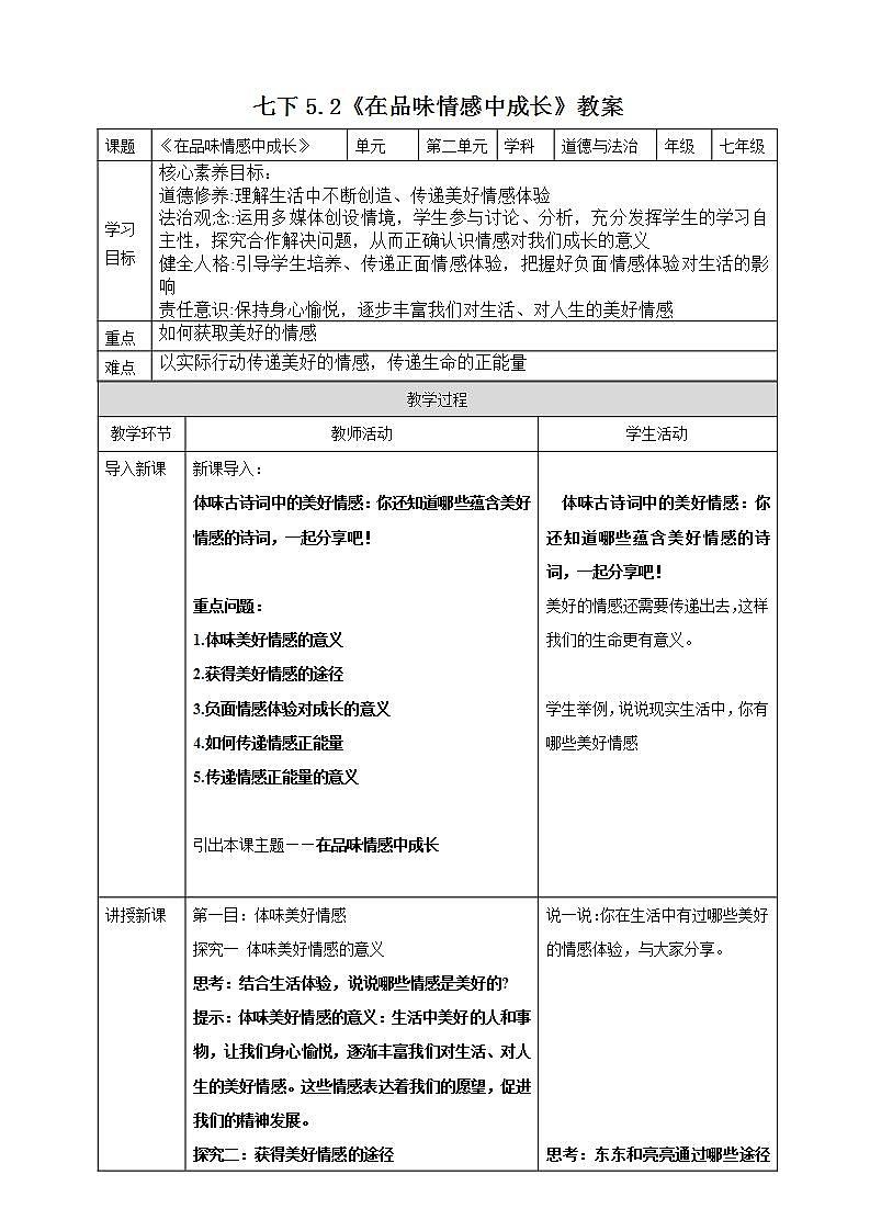 【核心素养】5.2《在品味情感中成长》课件+教案+视频01