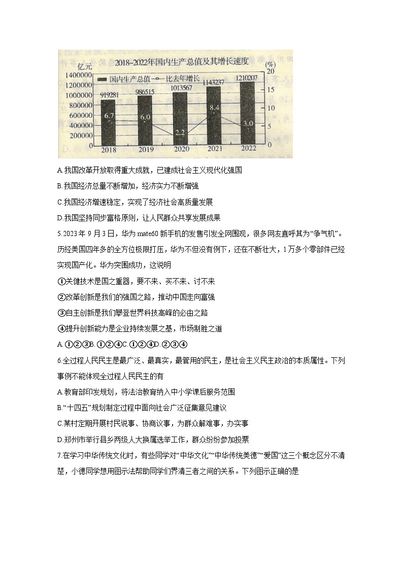 河南省平顶山市鲁山县2023-2024学年九年级上册期末道德与法治检测试卷（附答案）02