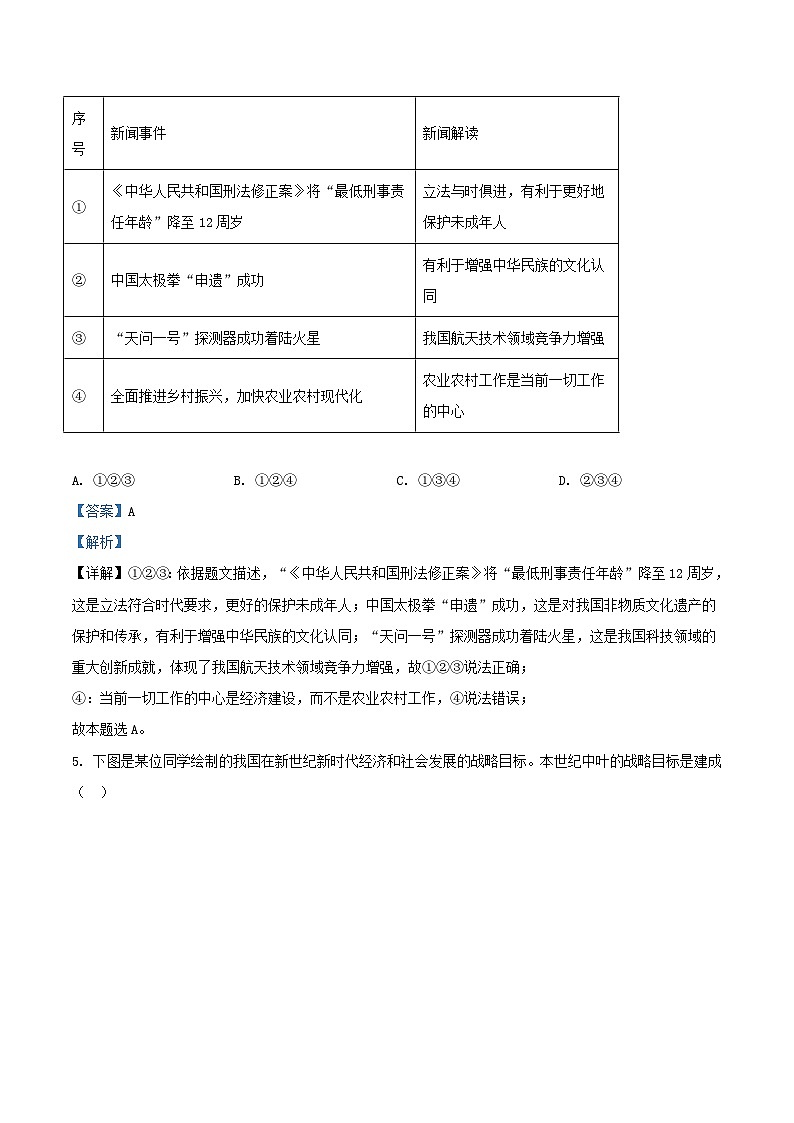 2021-2022学年北京门头沟区初三上学期道德与法治期末试卷及答案03