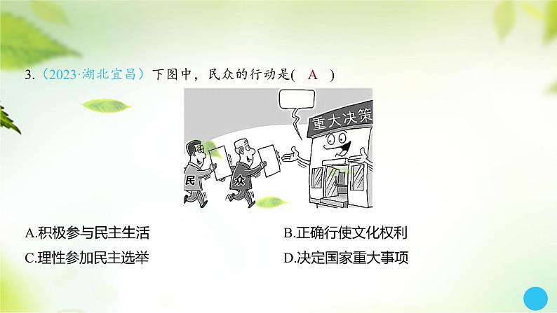 2024年中考道德与法治总复习课件第20讲 追求民主价值第5页