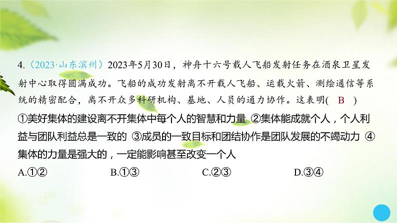 2024年中考道德与法治总复习课件考点七在集体中成长第6页