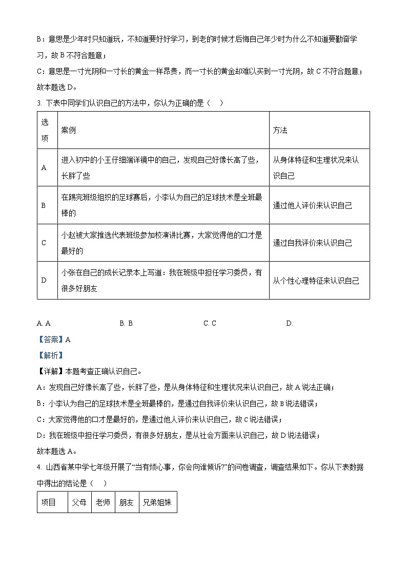 21，山西省长治市 2023-2024学年七年级上学期期末道德与法治试题02
