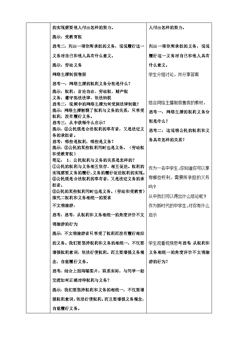 【核心素养目标】4.2《依法履行义务》表格式教案第2页