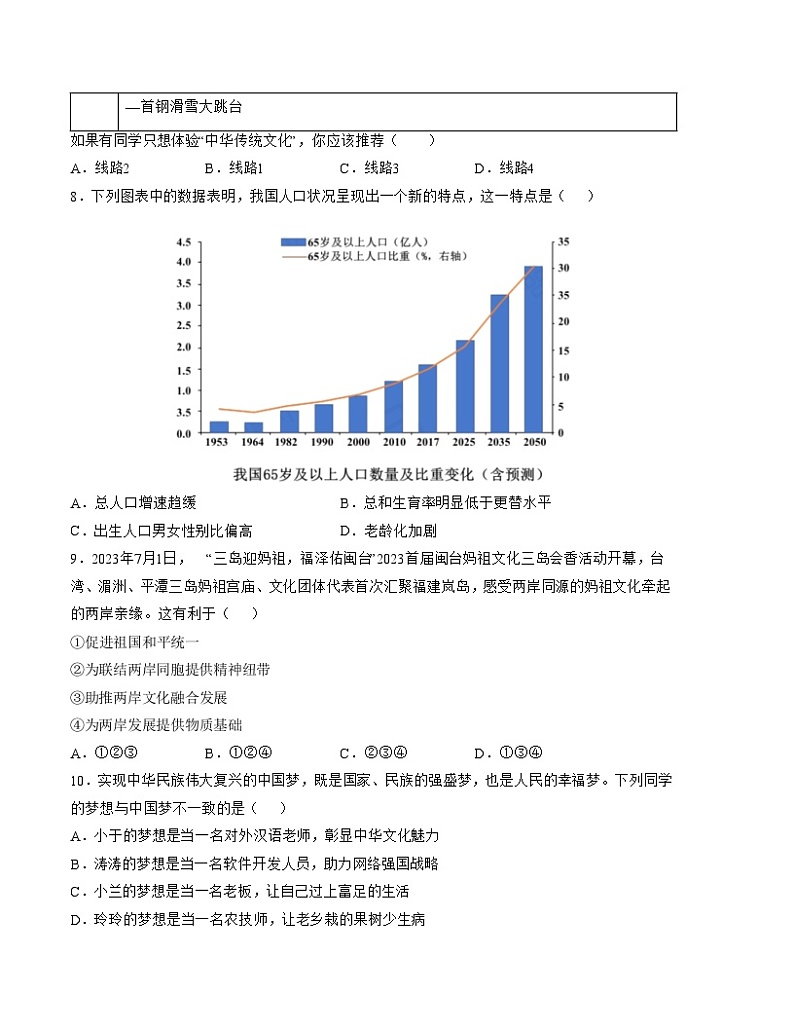 【开学摸底考试】九年级道德与法治（安徽专用）-2023-2024学年初中下学期开学摸底考试卷.zip03