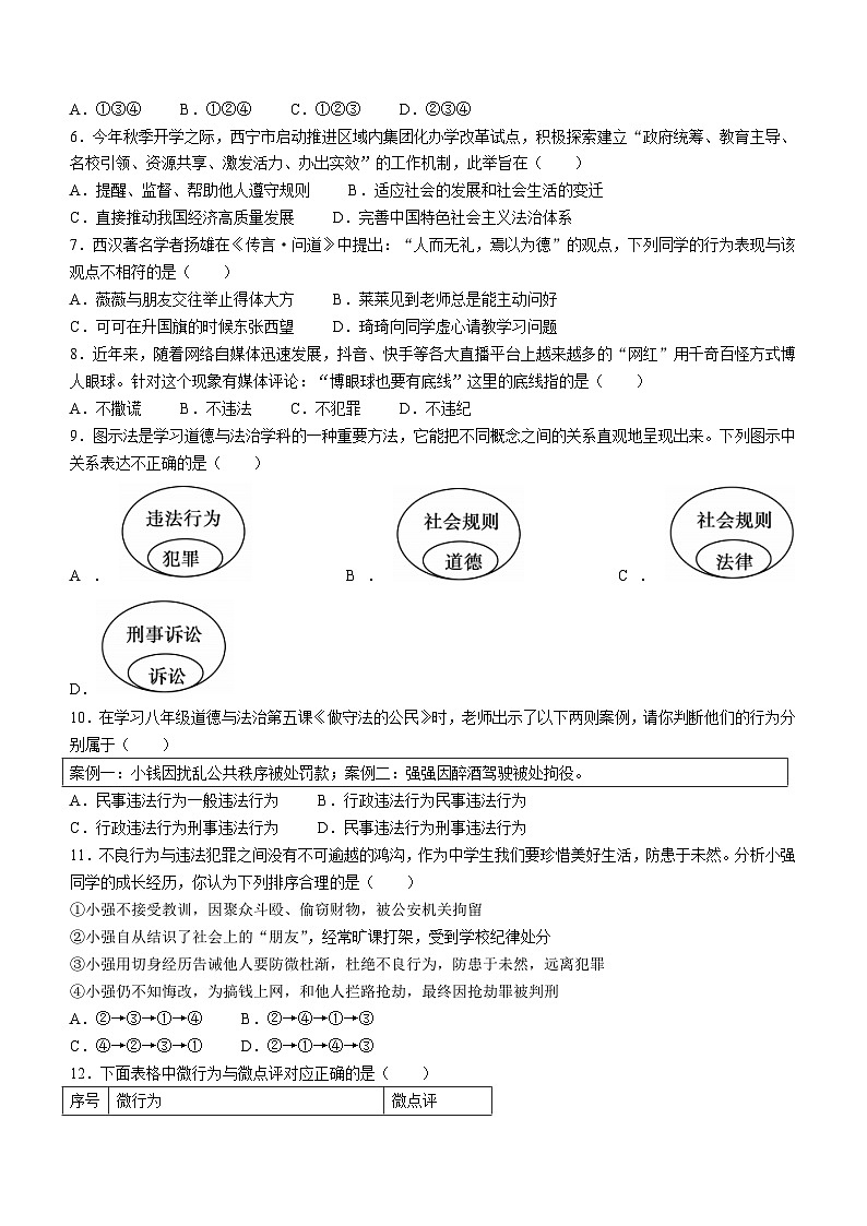 青海省西宁市2023-2024学年八年级上学期期末道德与法治试题第2页