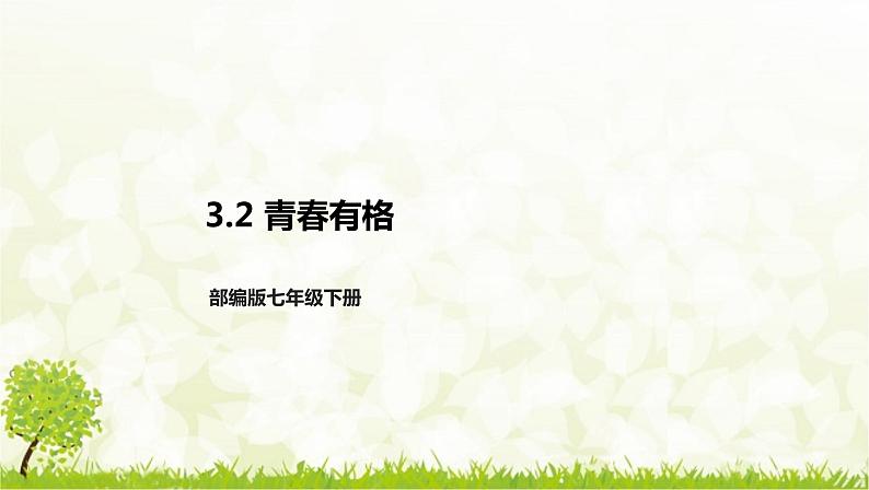 部编版七年级下册道德与法治第一单元3.2《青春有格》课件01
