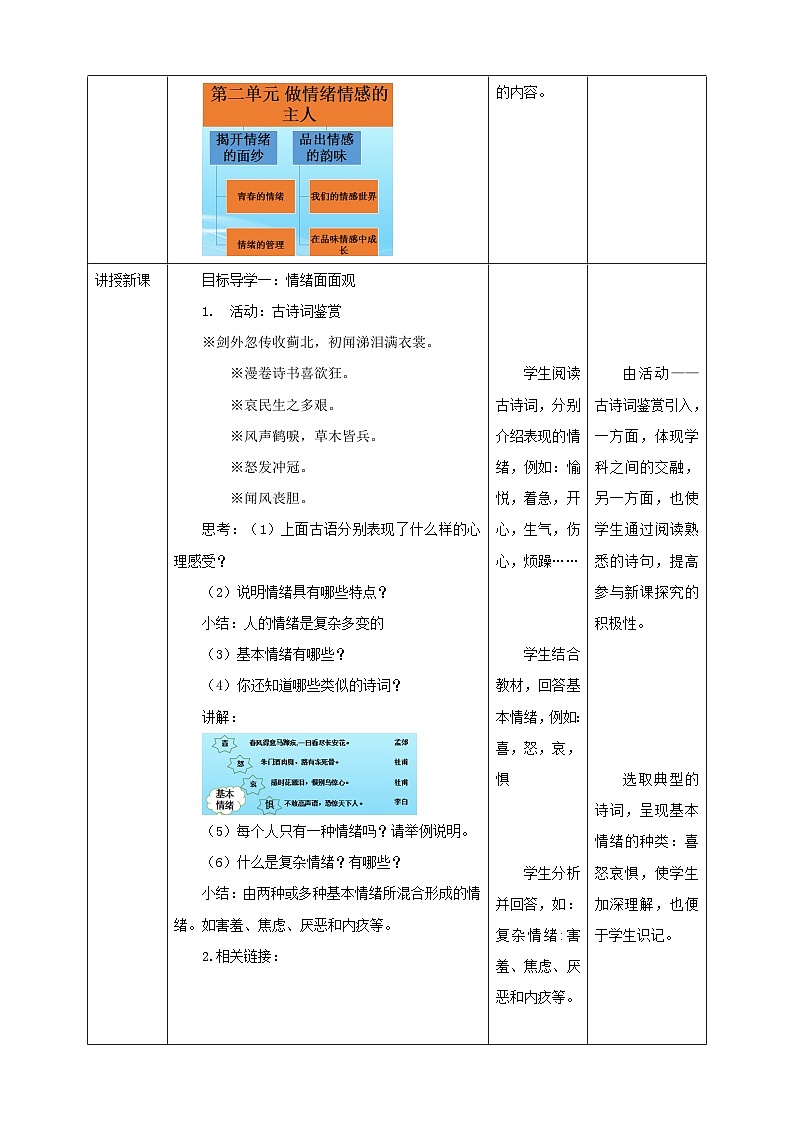 部编版七年级下册道德与法治第二单元4.1《青春的情绪》教案02