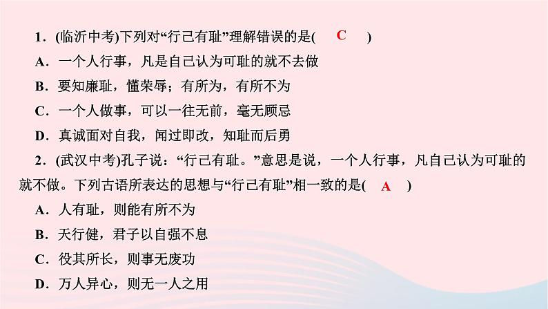 2024七年级道德与法治下册第一单元青春时光第三课青春的证明第2框青春有格作业课件新人教版第3页