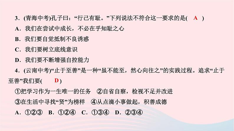 2024七年级道德与法治下册第一单元青春时光第三课青春的证明第2框青春有格作业课件新人教版第4页