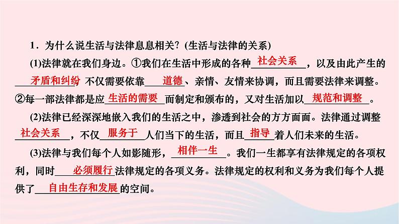 2024七年级道德与法治下册第四单元走进法治天地第九课法律在我们身边第1框生活需要法律作业课件新人教版第3页