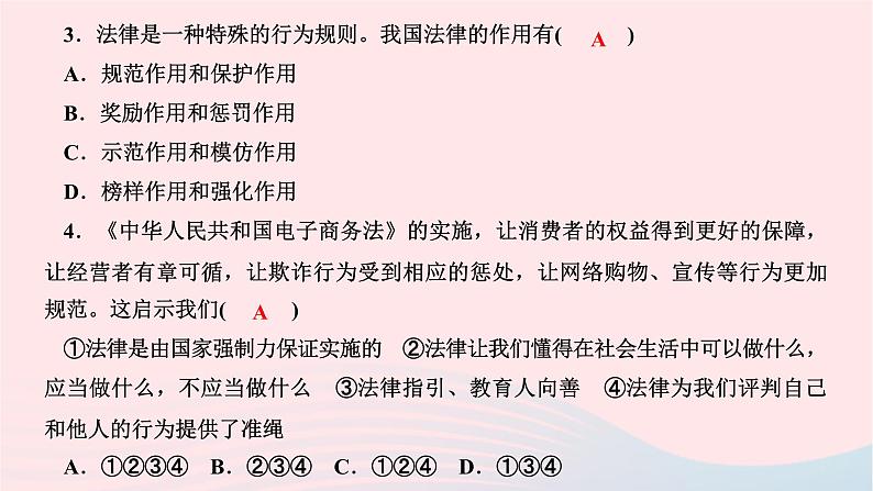 2024七年级道德与法治下册第四单元走进法治天地第九课法律在我们身边第2框法律保障生活作业课件新人教版第8页