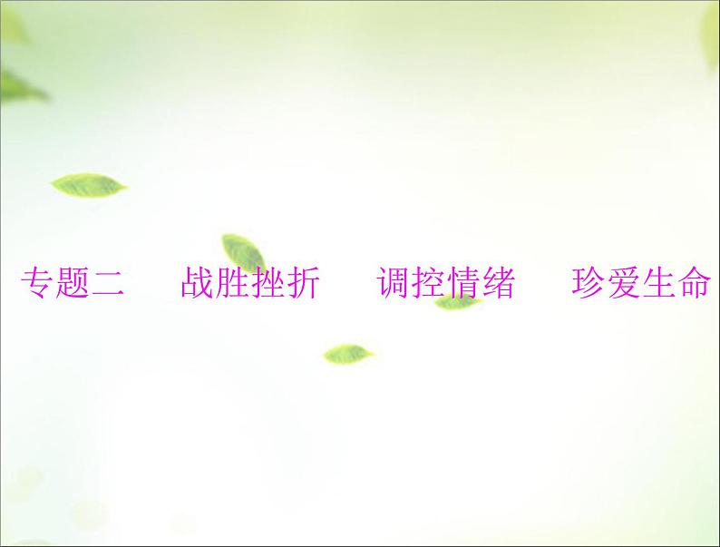 2024年中考道德与法治总复习课件专题二 战胜挫折 调控情绪 珍爱生命01