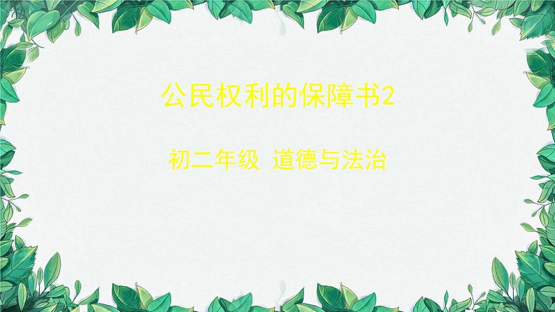 部编版道德与法治八年级下册 公民权利的保障书课件01