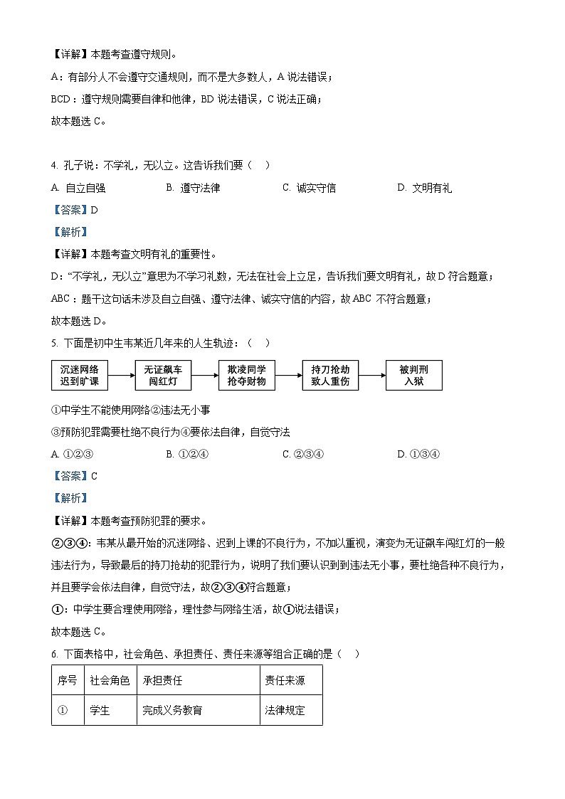 广西壮族自治区百色市田阳区2023-2024学年八年级上学期期末道德与法治试题（原卷版+解析版）03