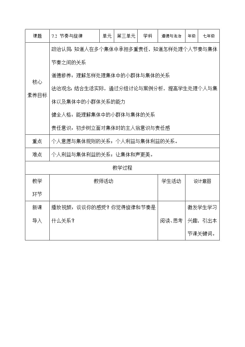 七年级下部编版道德与法治第七课第二框《节奏与旋律》课件（含教案，2个视频）01