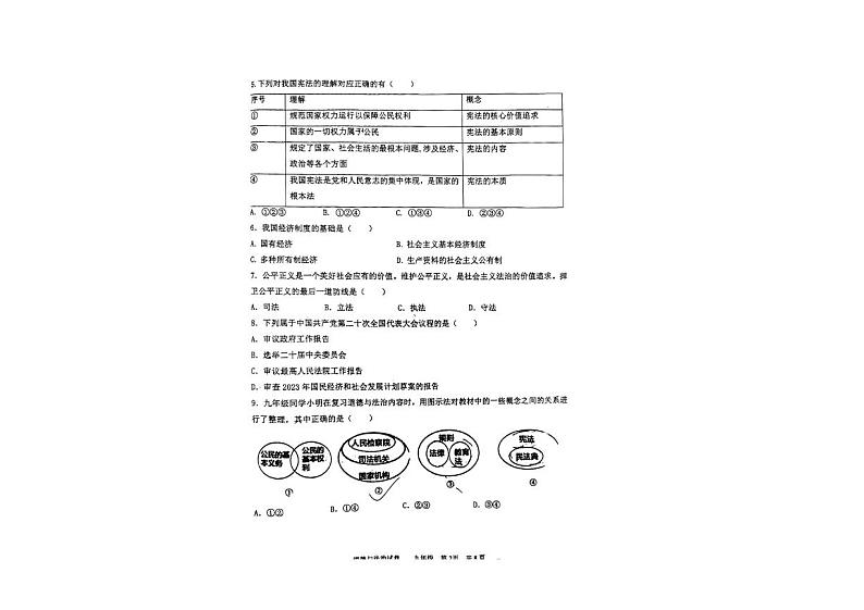 辽宁省鞍山市铁西区、经开区2023-2024学年九年级下学期中考一模道德与法治试题02