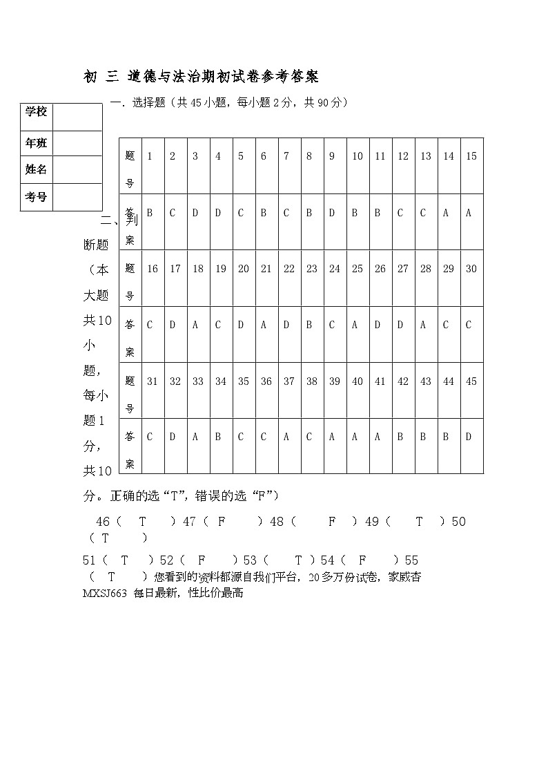 37，黑龙江省大庆市肇源县西部四校2023-2024学年八年级下学期开学道德与法治试题(1)第1页