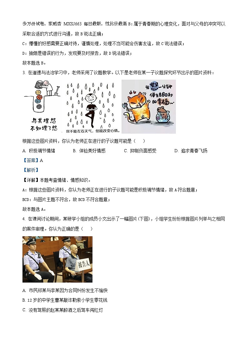 61，2024年山西省长治市郊区大辛庄中学中考模拟预测综合道德与法治试题第2页