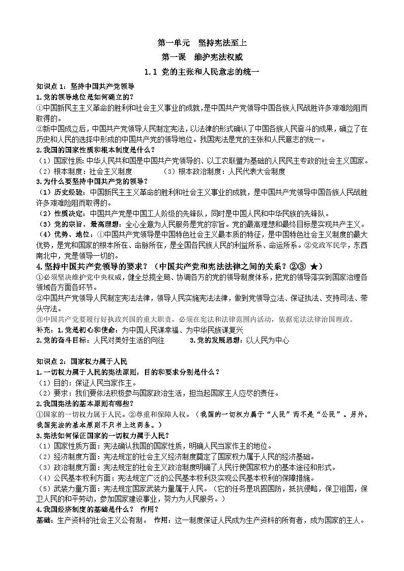 期末全册知识点复习纲要-2023-2024学年统编版道德与法治八年级下册01
