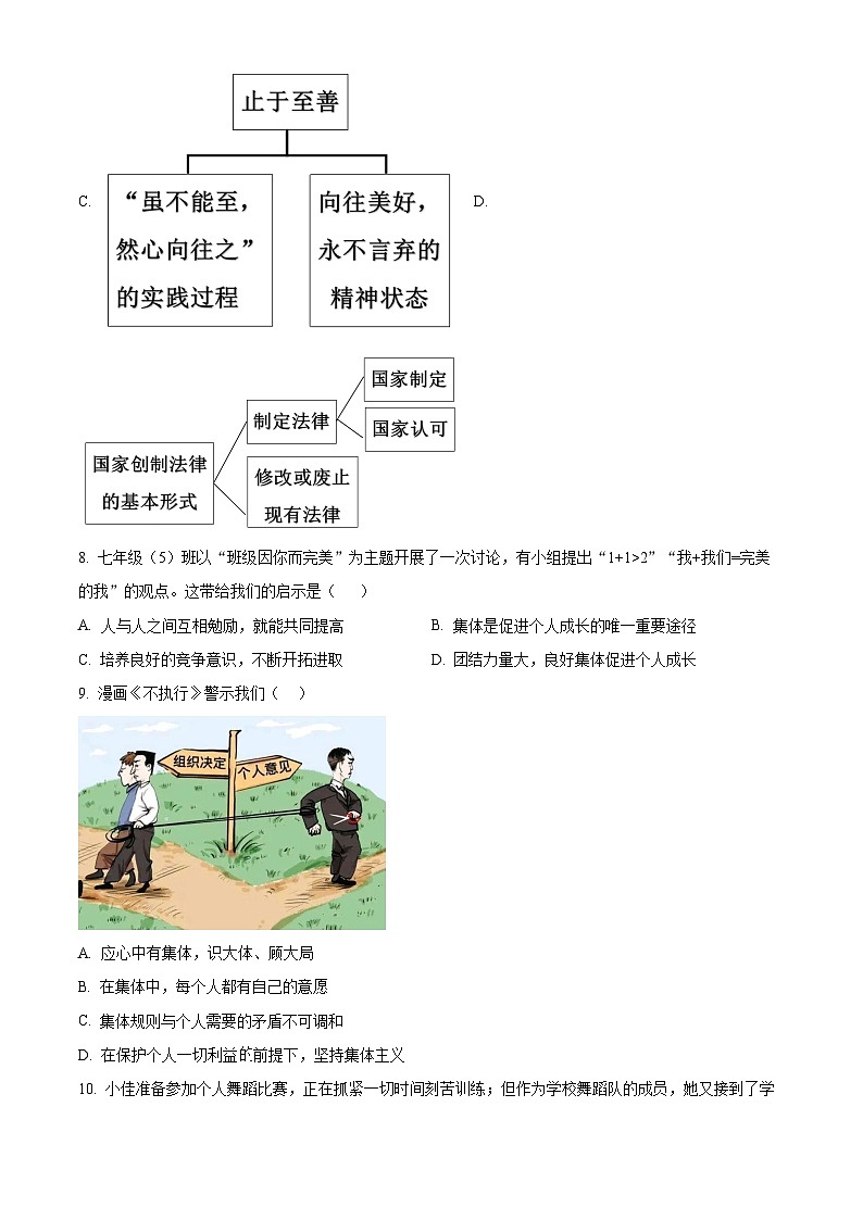 湖北省武汉市江夏区、蔡甸区、黄陂区 2022-2023学年七年级下学期期末道德与法治试题（原卷版+解析版）03