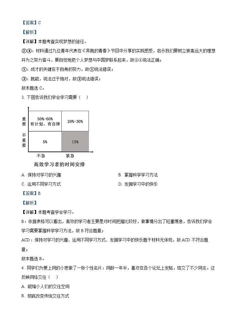 精品解析：福建省厦门市思明区2022-2023学年七年级下学期期末道德与法治试题（解析版）第2页