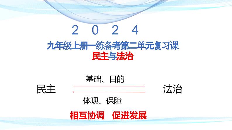 九年级上册+第二单元+民主与法治+复习课件-2024年中考道德与法治一轮复习01