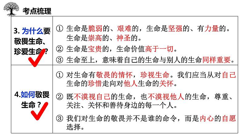 七年级上册第四单元++生命的思考+复习课件-2024年中考道德与法治一轮复习第5页