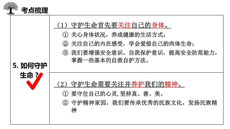 七年级上册第四单元++生命的思考+复习课件-2024年中考道德与法治一轮复习第6页