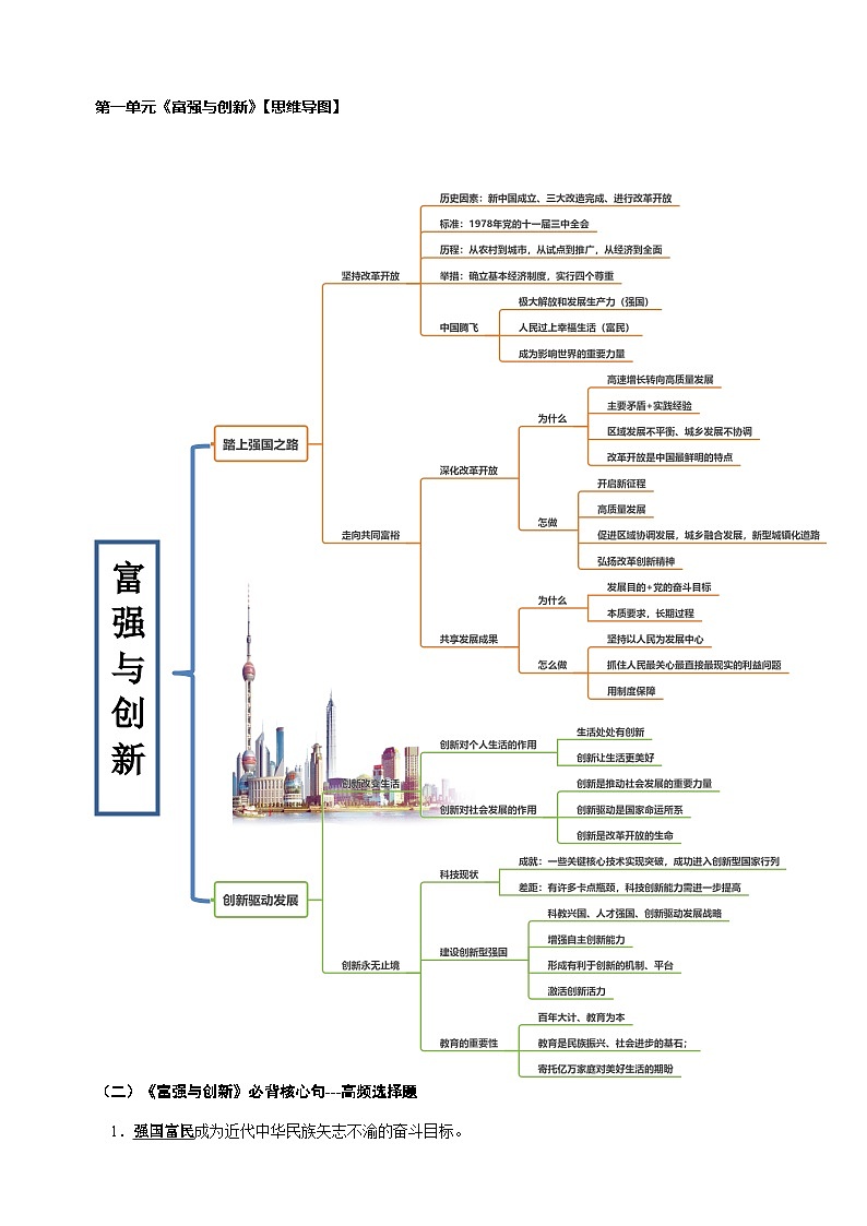 专题09 九年级上册高频考点题型-备战2024年中考道德与法治一轮复习知识清单（全国通用）第2页