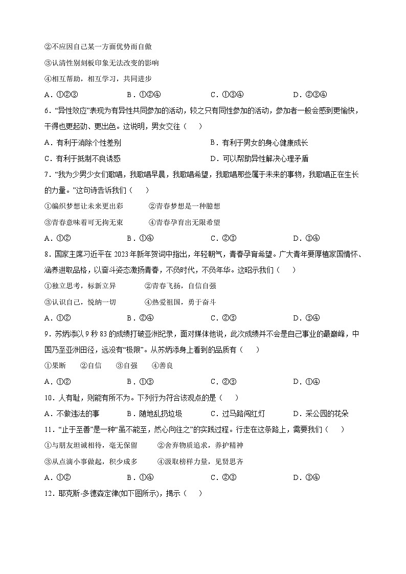 扬州市高邮市2022-2023学年七年级下学期期末道德与法治试卷（含答案解析）第2页
