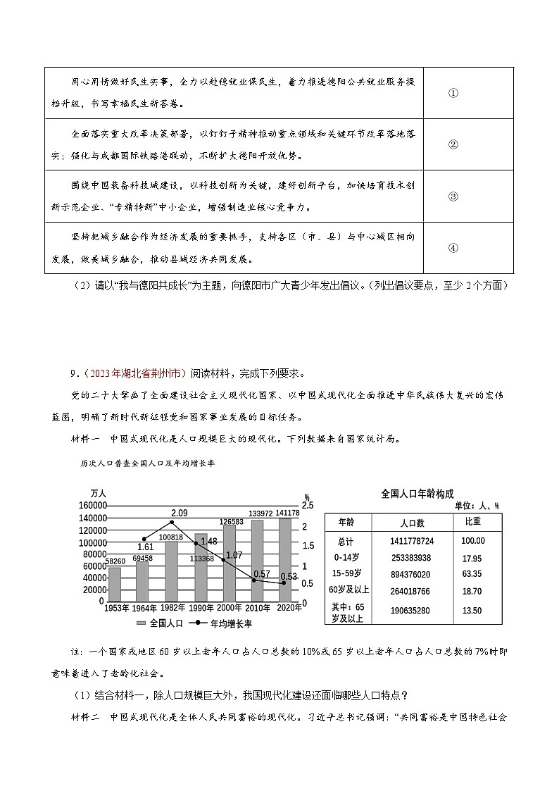 专题23 走向未来的少年（第02期）-2023年中考道德与法治真题分项汇编（全国通用）（原卷版）第3页