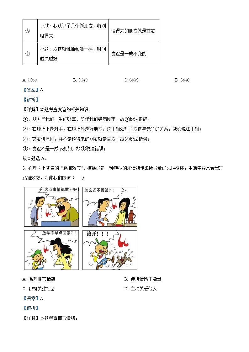 2024年辽宁省大连市金普新区中考一模道德与法治试题（原卷版+解析版）02