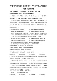 广东省河源市连平县2023-2024学年九年级上学期期末 道德与法治试题（含解析）