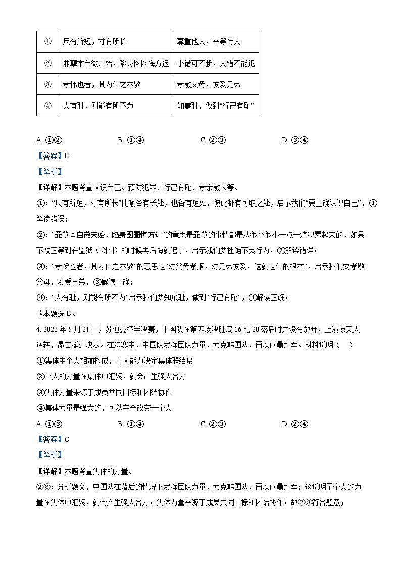 2024年山东省东营市东营区中考一模道德与法治试题（解析版）第2页