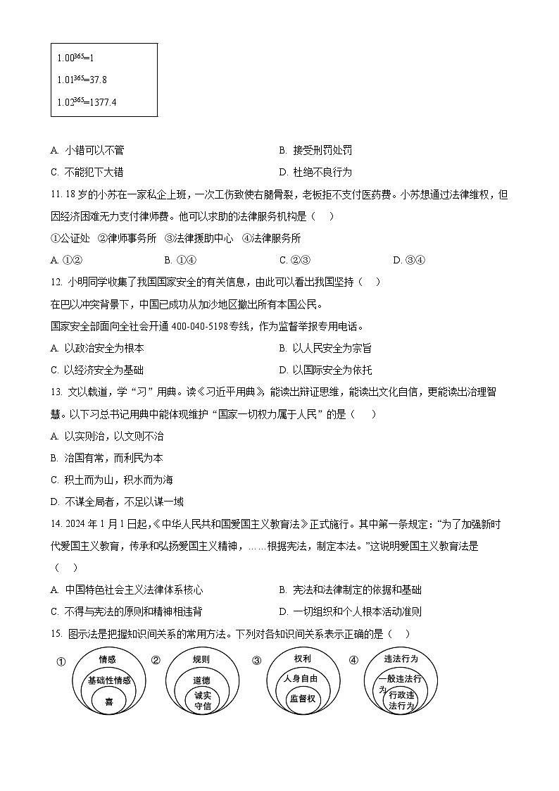 2024年江苏省扬州市高邮市中考一模道德与法治试题（原卷版+解析版）03