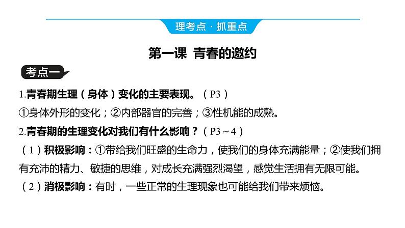 2024河南中考道德与法治一轮复习七年级下册第一单元 青春时光课件第7页