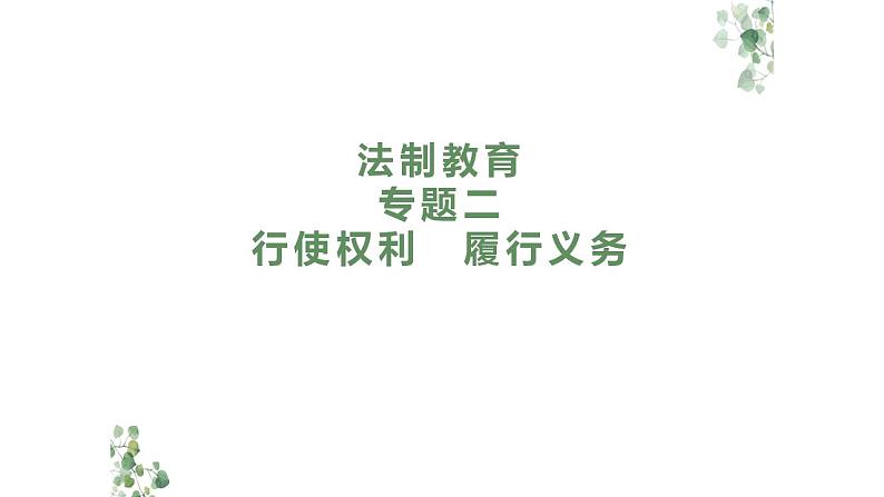 2024年广东中考道德与法治一轮总复习课件 专题二 行使权利 履行义务第1页