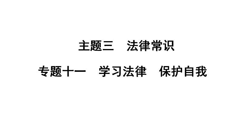 2024年广东省中考道德与法治一轮总复习 课件 专题一0一  学习法律  保护自我第1页