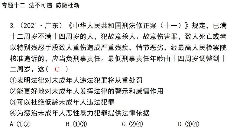 2024年广东省中考道德与法治一轮总复习课件 专题一0二  法不可违  防微杜渐07