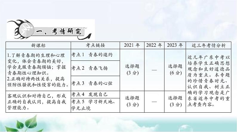 中考道德与法治总复习专题一珍惜青春认识自我学会学习课件第2页