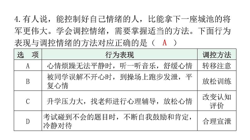 中考道德与法治复习第一章心理健康专题一认识自我调控情绪课件第5页