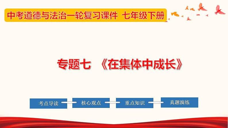 中考道德与法治一轮夯实基础精品课件专题07 在集体中成长（含答案）第1页