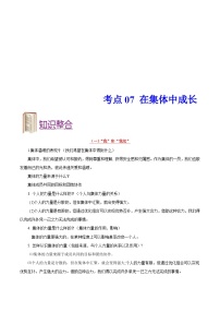 中考道德与法治一轮复习考点过关练考点07 在集体中成长（含解析）